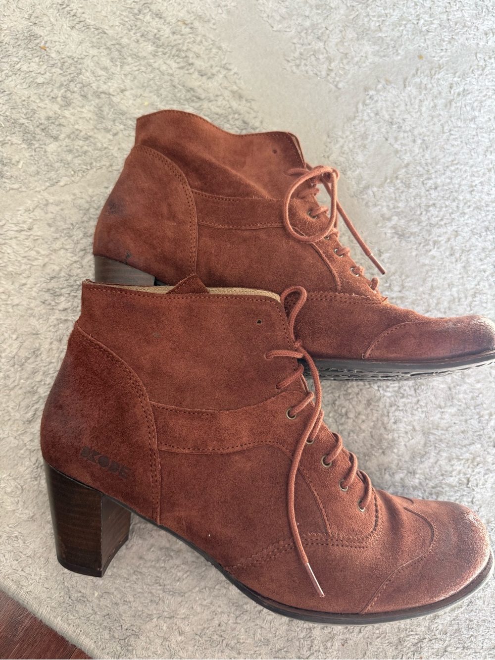 DKODE lace up booties brown suede leather size 41